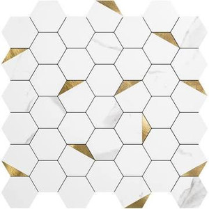 lot 2810 image: Art3d 10-Sheet Peel and Stick Backsplash for Kitchen D�cor, Self-Adhesive Tile Hexagon Mosaic Tiles