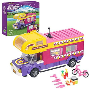 lot 2848 image: BRICK STORY Girls Friends Camper Van Building Blocks Toys Creative Friendship Bus Building Sets 290 Pieces