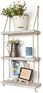 lot 2853 image: Labcosi 3 Tier Rope Wall Hanging Floating Shelves