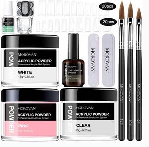lot 4551 image: Morovan Acrylic Nail Kit - Monomer Acrylic Powder and Liquid Set for Acrylic Nail Extension 3 Colors Acrylic Nail Powder Professional with Primer Acrylic Brush Glue Nail Forms Tips for Beginners (WHITE)