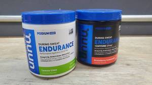 lot 4555 image: Lot of 2 - NUUN Endurance Hydration Drink Mixes, Lemon Lime & Strawberry Lemonade (with caffeine)