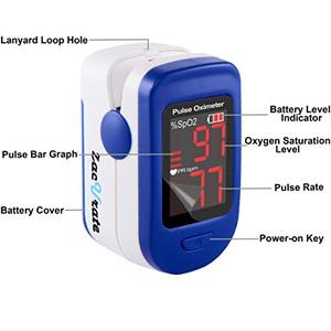 lot 4579 image: Zacurate 500BL Fingertip Pulse Oximeter Blood Oxygen Saturation Monitor with Batteries and Lanyard Included (Navy Blue)