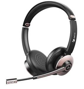 lot 4621 image: Bluetooth Headset, Wireless Headphones with Microphone Noise Cancelling, On Ear Headphones with Mic Mute, Handsfree PC Headsets for ZoomMs TeamsSkype 26H PlaytimeDual ConnectLaptopiPhoneTablet