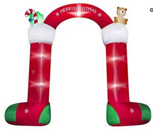 lot 4625 image: HOOJO 10 Inch Inflatable Christmas Stocking Stuffers with Built-in LED Lights for Outdoor Indoor Yard Lawn Garden Decorations