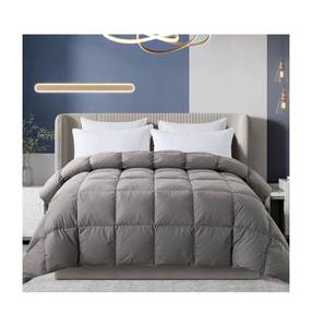 lot 6004 image: QUEEN Grey Comforter with Feather and Down Filling-100% Cotton Cover - Warmth All Season Duvet Insert - Machine Washable Stand Alone Bed Comforter with Tabs Queen 9090 Inch