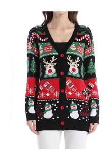 lot 6007 image: v28 Ugly Christmas Sweater for Women Reindeer Funny Merry Knit Sweaters Cardigan