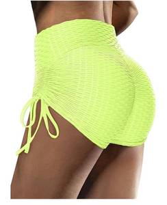 lot 6008 image: LOT OF 3 (XL, Med, Med) Yousify Women High Waist Butt Lifting Shorts Scrunch Textured Side Drawstring Athletic Running Workout Leggings