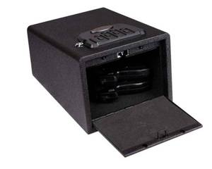 lot 6016 image: Quick Access Pistol LOCKED Safe Handgun Safe with Auto-Open Lid
