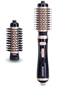 lot 6022 image: Beautimeter Hair Dryer Brush, 3-in-1 Round Hot Air Spin Brush Kit for Styling and Frizz Control, Negative Ionic Blow Hair Dryer Brush Volumizer, 2 Detachable Auto-Rotating Curling Brush, Black & Gold