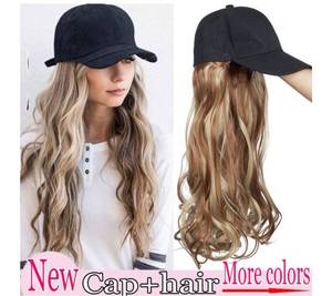 lot 6023 image: Women Baseball Cap Wigs,Baseball Cap with 22in Hair Synthetic Hat Wigs for Women Baseball Cap
