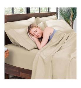lot 6029 image: Hotel Sheets Direct 100% Bamboo Sheets - Full Size Sheet and Pillowcase Set - Cooling, 4-Piece Bedding Sets - Yellow