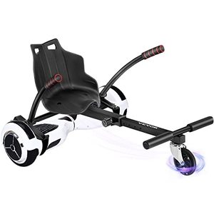 lot 6805 image: VEVOR Hoverboard Seat Attachment for 6.5 8 10 Self Balancing Scooter, Hoverboard Kart for Kids or Adults, Black Hoverboard Attachments Adjustable Frame Length missing 2 wheels