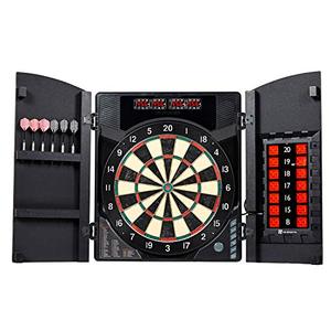 lot 6823 image: MD Sports BristleSmart Dartboard with Cabinet, Steel Tip Darts Set, Electronic Cricket Scoring, 294 Game Variations - Professional, Versatile Dartboard Kit with Wooden Finish - Recreational Dartboards