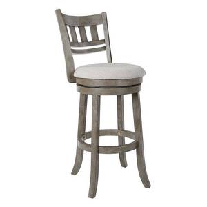 lot 6830 image: OSP Home Furnishings Swivel Stool 30 with Slatted Back in Antique Grey Finish