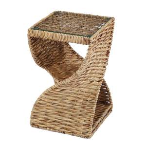 lot 6836 image: 22.75 Tawny Brown Contemporary Water Hyacinth Accent End Table