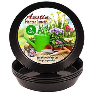 lot 6840 image: Austin Planter 18 Inch (16.3 Inch Base) Case of 5 Plant Saucers - Black Polypropylene � Heavy Duty IndoorOutdoor Tray and Drip Pan � Collects Flower Pot Drainage and Excess Water� Made in USA