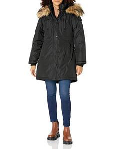 lot 6842 image: Steve Madden Womens Parka, Black, 1X never worn still in packaging