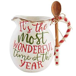 lot 6844 image: Mud Pie Christmas Farm Farmhouse Pitcher with Spoon Serving Gift Set, 96 oz 9