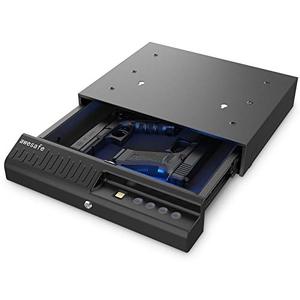 lot 6845 image: awesafe Drawer-Style Gun Safe with Biometric Fingerprint Quick Access, Slide-Away Handgun Safe for Two Pistols