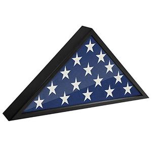 lot 6853 image: Americanflat Flag Case for Veterans - Fits a Folded 5 x 9.5 American Military Flag - Triangle Display with Polished Plexiglass (Black)