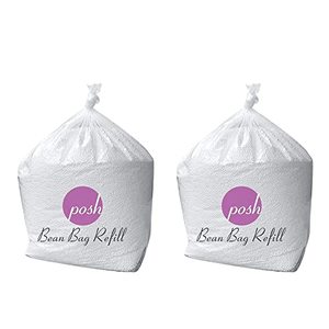 lot 6873 image: Posh Creations Foam Filling Bean Bag Refill, 100 L 2-PK, White with EZ-Pour Zipper Spout, (YAMZ-EPS-100L-2PK)