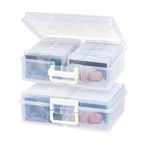 lot 6878 image: IRIS USA 4 x 6 Storage-16 Inner Keeper Organizer Cases Storage Containers Box for Photos, Clear-XL (2Pack), 2 Count