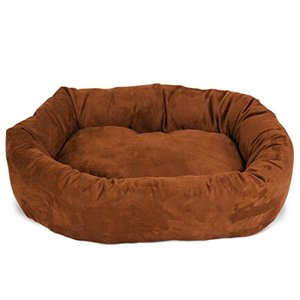 lot 6881 image: 40 Rust Suede Bagel Dog Bed By Majestic Pet Products
