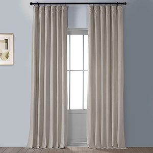 lot 6894 image: HPD Half Price Drapes VPCH-P Signature Blackout Velvet Curtain (1 Panel), 50 in x 108 in, Cool Beige