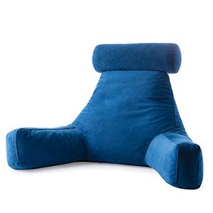lot 6897 image: Linenspa Shredded Foam Reading Pillow with Neck Support - Extra Large Design for Adults - Perfect for Back Support While Relaxing, Gaming, Reading, or Watching TV - Soft Velour Cover
