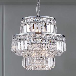 lot 6919 image: Bestier Modern Pendant Crystal Raindrop Chandelier Lighting LED Ceiling Light Fixture Lamp for Dining Room Bathroom Bedroom Livingroom G9 LED Bulbs Required Diameter 13 inch Height 12 in