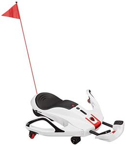 lot 6942 image: Rollplay Nighthawk NexGen Electric Ride On Toy with High Power 24V Lithium Ion Battery, Side Handlebars for Steering, Tall Rear Safety Flag, and a Top Speed of 6.5 MPH, White