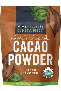 lot 11441 image: Organic Cacao Powder, 1lb - Unsweetened Cocoa Powder With Rich Chocolate Flavor, Non-GMO, Certified Vegan & Gluten-Free Baking Cocoa Powder, 454 g - Lot of 2