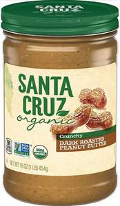 lot 11453 image: Santa Cruz Organic Crunchy Dark Roasted Peanut Butter, 16 Ounces Lot of 2