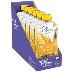 lot 11459 image: Plum Organics Stage 2 Organic Baby Food, Kale, Corn, Carrot & Tomato Plus Others, 3.5 Ounce Pouch (Pack of 6) Lot of 2