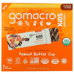 lot 11464 image: GoMacro Kids MacroBar, Peanut Butter Cup, Organic Vegan Snack Bars, 7 ct