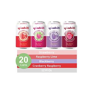 lot 11477 image: Spindrift Sparkling Water, 4 Flavor Berry Variety Pack, Made with Real Fruit, 12 Fl Oz, Pack of 20 Seltzer Water Cans