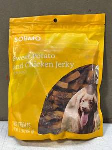 lot 11482 image: Solimo Sweet Potato & Chicken Jerky Dog Treats 2 Bags Best by (Not Exp.) 11822