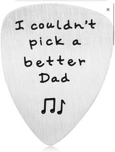lot 11494 image: Dad Gift for Fathers Day - I Couldnt Pick a Better Dad Guitar Pick, Stainless Steel Inspirational Dad Gifts from Daughter Son, Christmas Birthday Gifts for Dad
