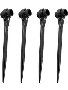 lot 11499 image: HOIGON 4 Pack 14 Inch 24mm27mm Scaffold Podger Wrench set with Metric Scale, Dual Socket Spud Ratchet Wrench for Aligning Bolts, Scaffolding