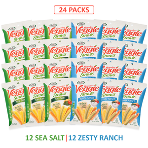 lot 12334 image: Sensible Portions Veggie Straws Sea Salt and Ranch, 1 oz, 24 Count Variety Pack