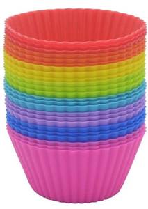 lot 12350 image: Colorful Reusable Silicone Baking Cups BPA Free, Pack of 24 - Lot of 2