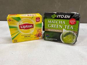 lot 12357 image: Matcha Green Tea 50 Bags & Lipton Decaf Black Tea 75 Bags -Lot of 2