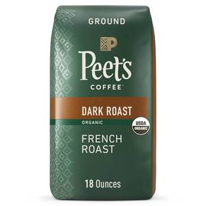 lot 12361 image: Peets Organic French Dark Roast Ground Coffee - 18oz - Lot of 2