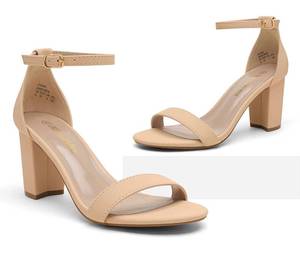 lot 12386 image: DREAM PAIRS Womens Chunk Low Heel Pump Sandals - Size 10