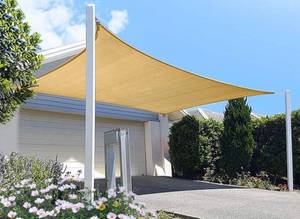 lot 13349 image: Sun Shade Sail Canopy 10x12 (Beige And White) Brand Unknown