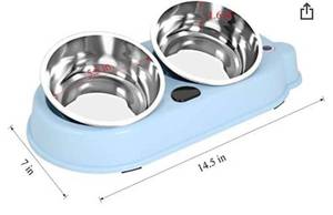 lot 13352 image: Upsky Double Dog Cat Bowls Double Premium Stainless Steel Pet Bowls with Cute Modeling