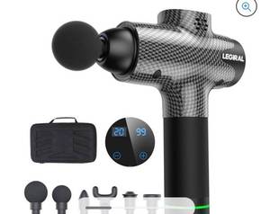 lot 13356 image: Massage Gun for Pain Relief with 6 Massage Heads 20 Speed High-Intensity Vibration Rechargeable Legiral Le3 Massage Gun