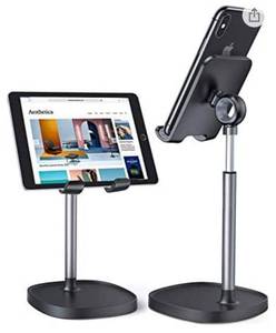 lot 13368 image: Lisen Cell Phone Stand, Adjustable Phone Stand for Desk 4.33 x 4.33 x 8.53 inches For Phones 4-10