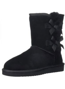 lot 13372 image: Fitory Fuzy Black Boots With Bows (Size 10)