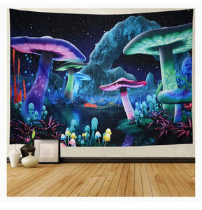 lot 16575 image: Lot Of 3 - FBrand Psychedelic Mushroom Tapestry Fantasy Plant Wall Tapestry Galaxy Space Tapestry Wall Hanging for Living Room Dorm Decor (Blue, M51.259.1 inch)